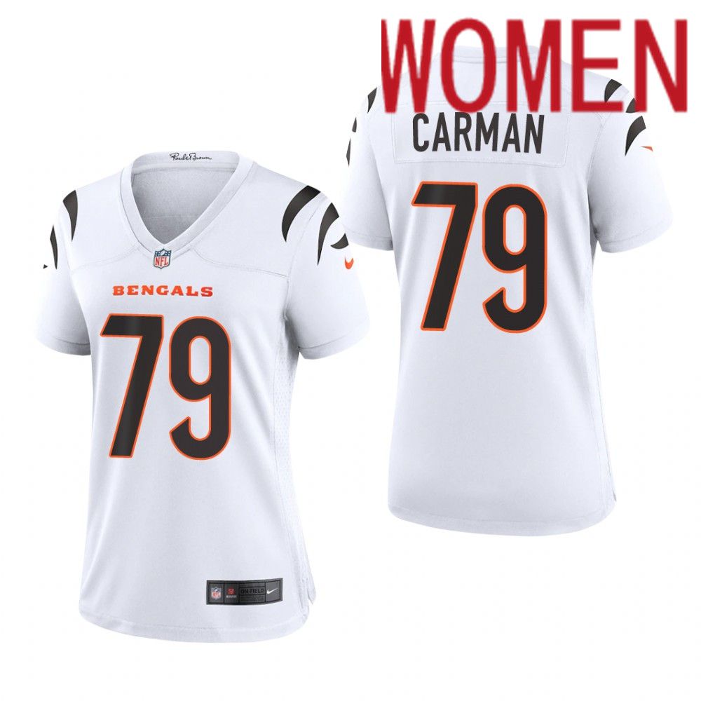 Women Cincinnati Bengals #79 Jackson Carman Nike White Game NFL Jersey->women nfl jersey->Women Jersey